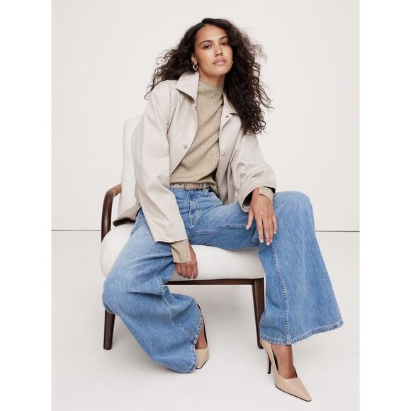 Banana Republic Ribbed Merino Movk-Neck Sweater in RED, size L, NWT! - Picture 1 of 11